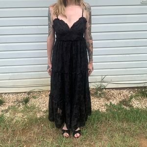 Altar’d State Large Maxi Dress Black Floral Formal Wedding Witch Halloween